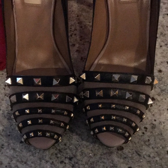 Valentino spikes pumps open toe black leather sz40 - Picture 4 of 8